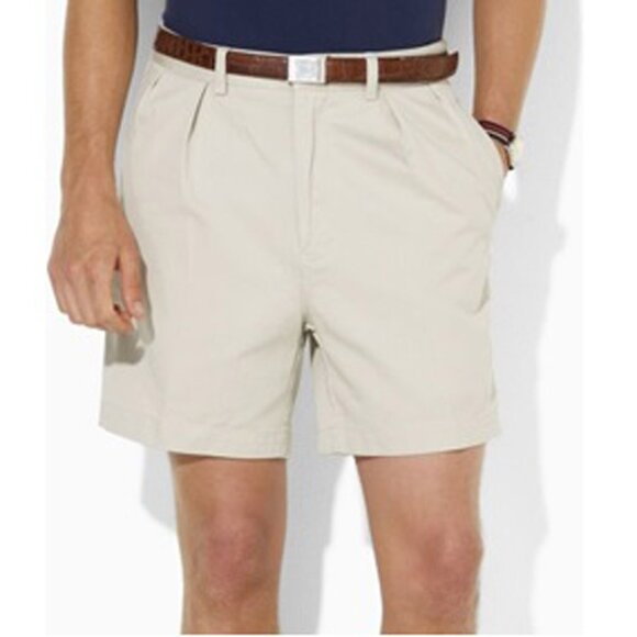Polo Ralph Lauren Andrew Shorts!  42  Stone  Pleated  5.5 Inch Inseam  Excellent - Picture 2 of 2